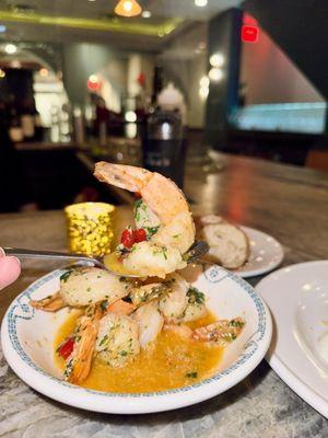 Jumbo shrimp and crostinis