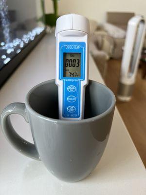 This RO water is super low on the TDS meter. Amazing!