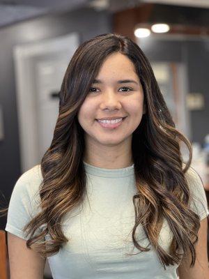 Happy client with her new balayage