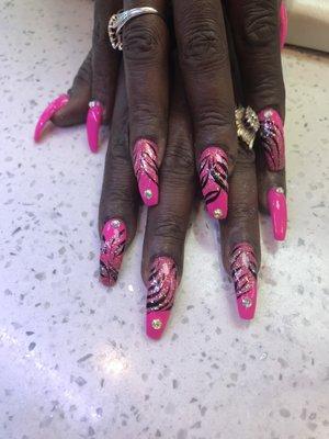 Hot pink nails