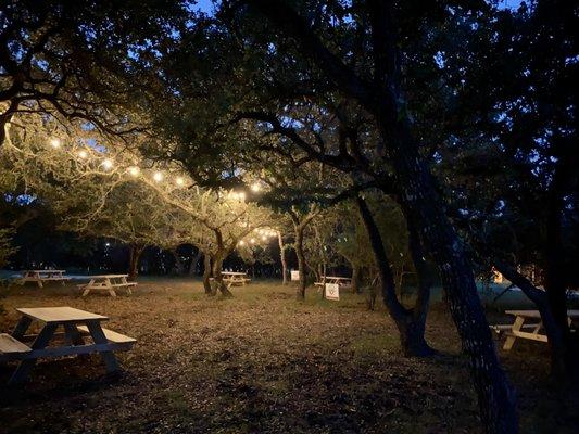 Evening lighting in the Hub Yard