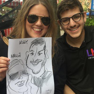 Nothing says "I'd like to be drawn next to you on a piece of paper" like a caricature.