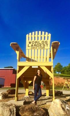 Renee in front of this awesome chair!