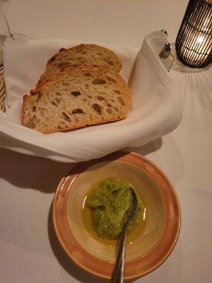 Fresh bread with brussel sprout spread