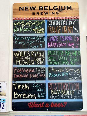 Tap beer menu