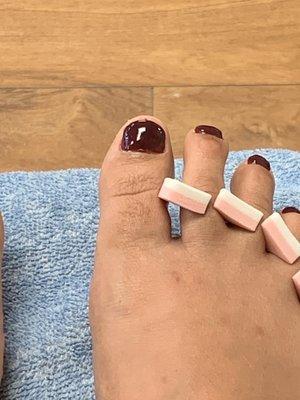 Spa pedi with regular nail polish