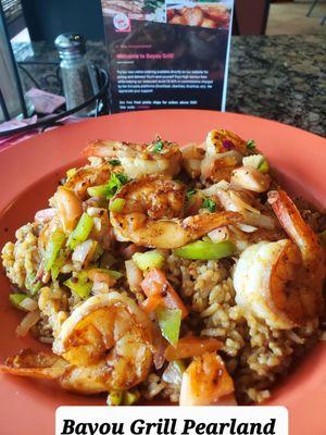 Blackened shrimp over rice