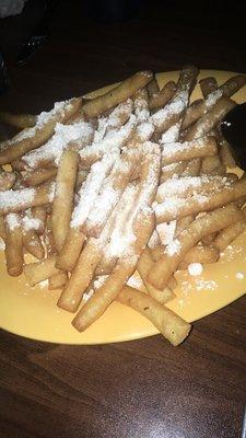 Funnel cake fries with chocolate sauce.  Supreme