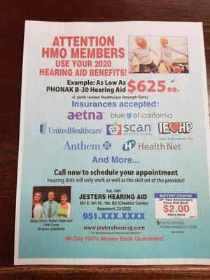 Use your 2020 Hearing aid benefits! Accept nearly all Insurances