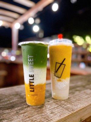 *Mango Matcha Latte ($7.50) & *Mango Sago ($8.25)