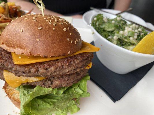 Vegan Burger with tabouleh