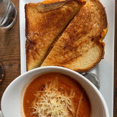 Loaded Grilled Cheese and tomato soup