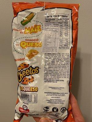 Mexican Cheetos, not too salty, like blue cheese flavor. Not spicy