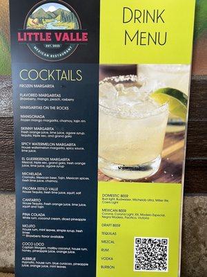 Drink menu