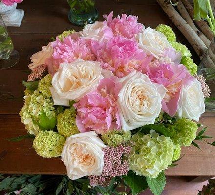 Peonies and roses make a stunning display!