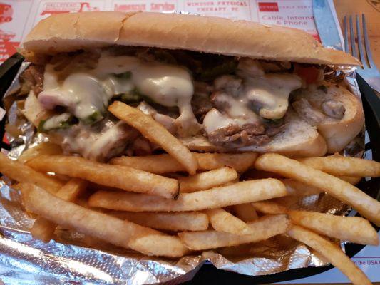 Philly cheese steak and fries