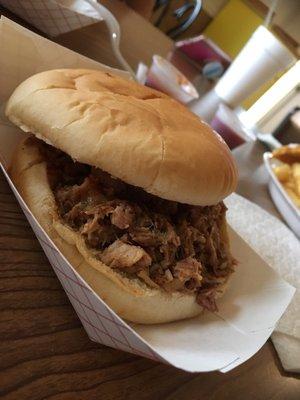 BBQ pork sandwich. No need to add sauce!