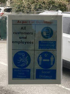 Signage requiring employees wear masks