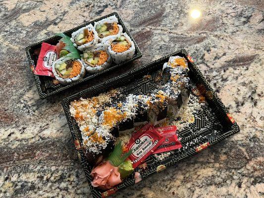 Veggie King and Flying Dragon Rolls