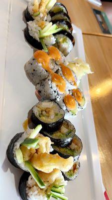 Chicken Tempura Roll and Spicy California Roll