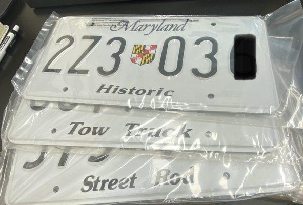 Historic, tow truck, and street Rod tags available