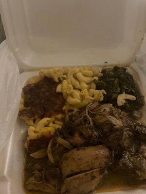 Island Breeze Chicken Mac and Cheese Collard Greens