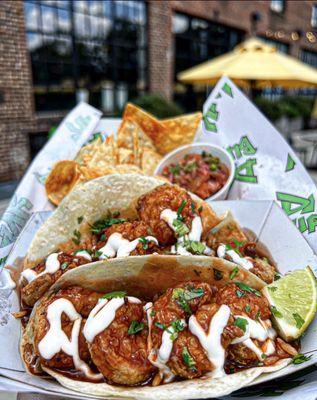 Honey Truffle Buffalo Shrimp tacos