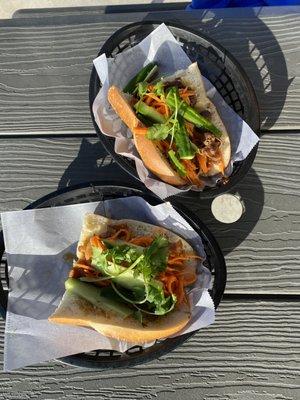 Caramelized Pork Belly Banh Mi, Chinese BBQ Pork Banh Mi.