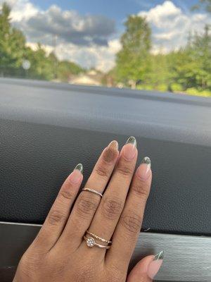 Green and gold acrylic nails