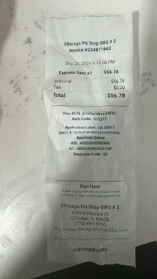 Receipt from food