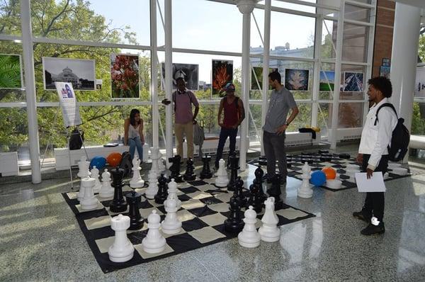 Giant chess and checkers sets