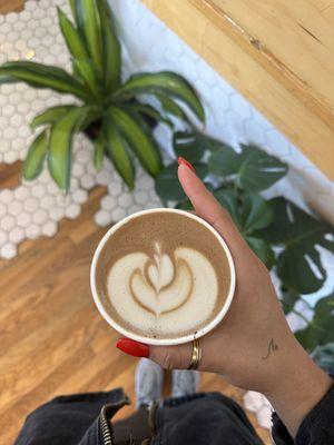 Oat Milk, Mocha Latte, w/ non-alcoholic rum coffee beans