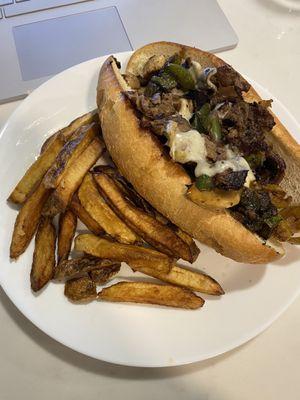 Steak hoagies and fries (I ate half the fries before taking a pic).