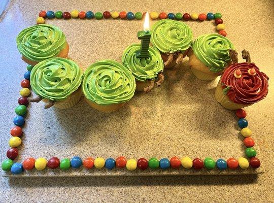 The Very Hungry Caterpillar was the theme, so not a problem that there wasn't time for decorating