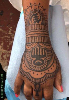 #Adinkra and #Henna style tattoo by #LordYatta done at Tri-Cities Tattoo