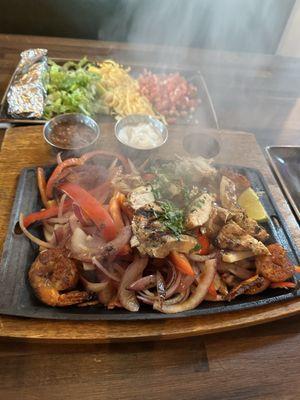 Steak and chicken fajitas