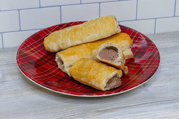 Beef and Onion (Bridie) Sausage Rolls: https://ackroydsbakery.com/products/traditional-beef-sausage-rolls-4-pack