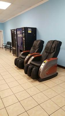 Massaging chairs and vending machines for the grownups