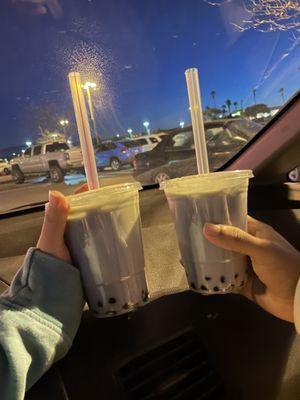 Taro milk tea with boba