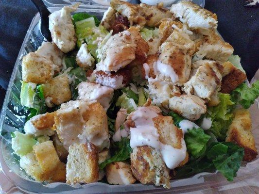 Chicken Ceasar salad   so good. They give you a lot of chicken  Easily 2 meals right there.