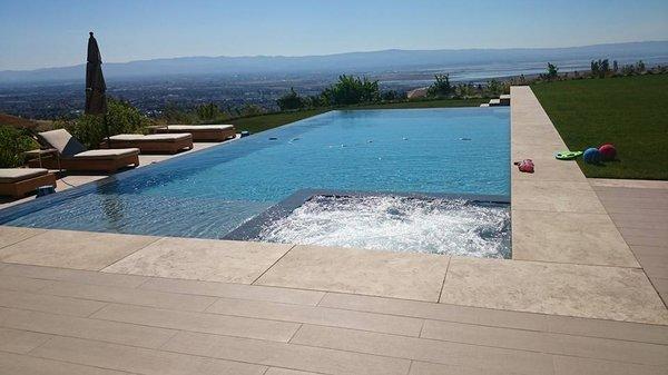 Negative edge pool with spa