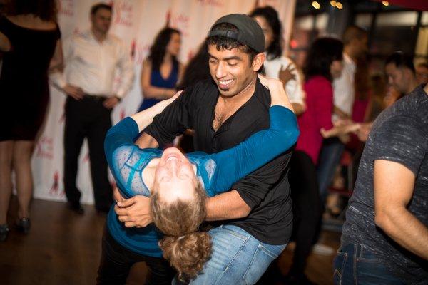 The Salsa With Silvia Ballroom located in the heart of Bethesda Row opened doors in February of 2020. That is a photo from our grand opening