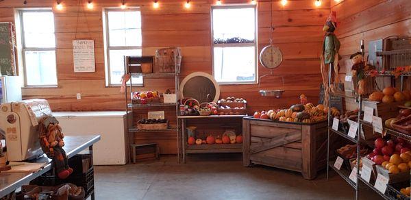 our winter set up inside the barn! Local pork, Bonta gelato, and frozen Oregon berries in the freezers!