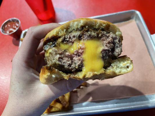 Velveeta stuffed burger