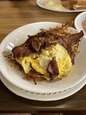 Bacon, egg, cheese, hash brown bowl