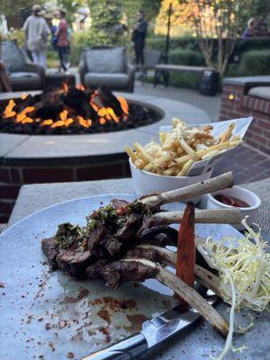 Lamb with carrots and truffle fries. Yum!