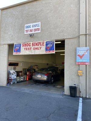 350Z getting her semi annual smog check.