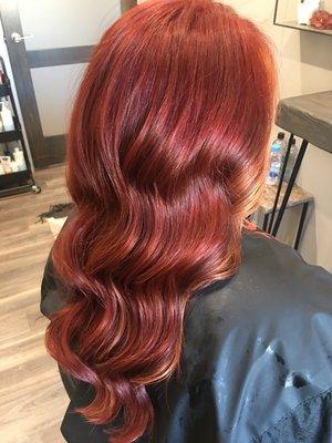 Red waves with copper color pops