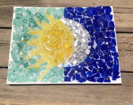 Create your own masterpiece using recycled glass at Shattered Studios!