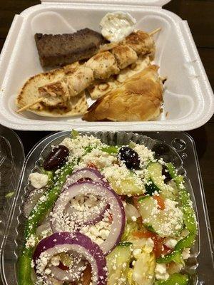 Combo platter with Greek salad